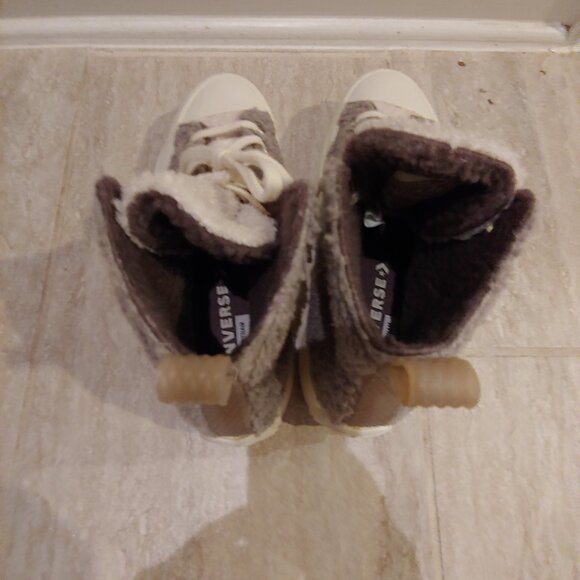 Converse Run Star Hike High Sherpa Vapor Platform W 10 M 8.5 Hi Top Sneakers - Picture 5 of 9